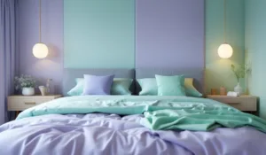Um quarto sereno e tranquilo projetado para descanso e relaxamento