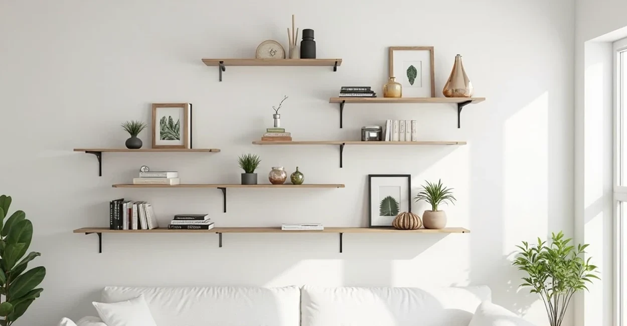 As prateleiras são funcionais e decorativas.