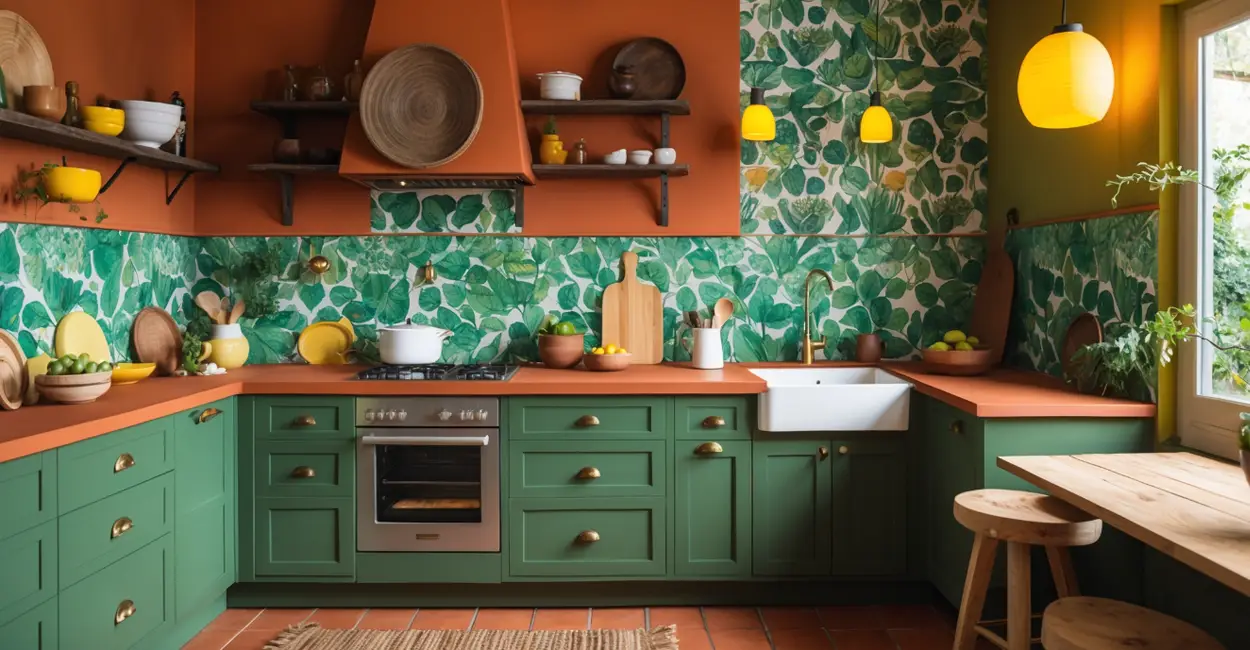 Cozinha Terracota e verde-musgo