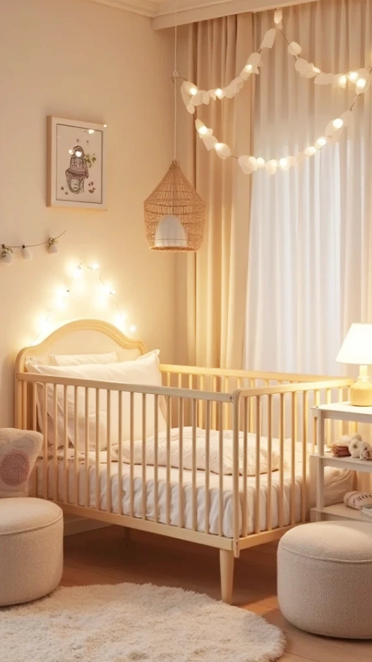 Iluminação suave no quarto do bebê