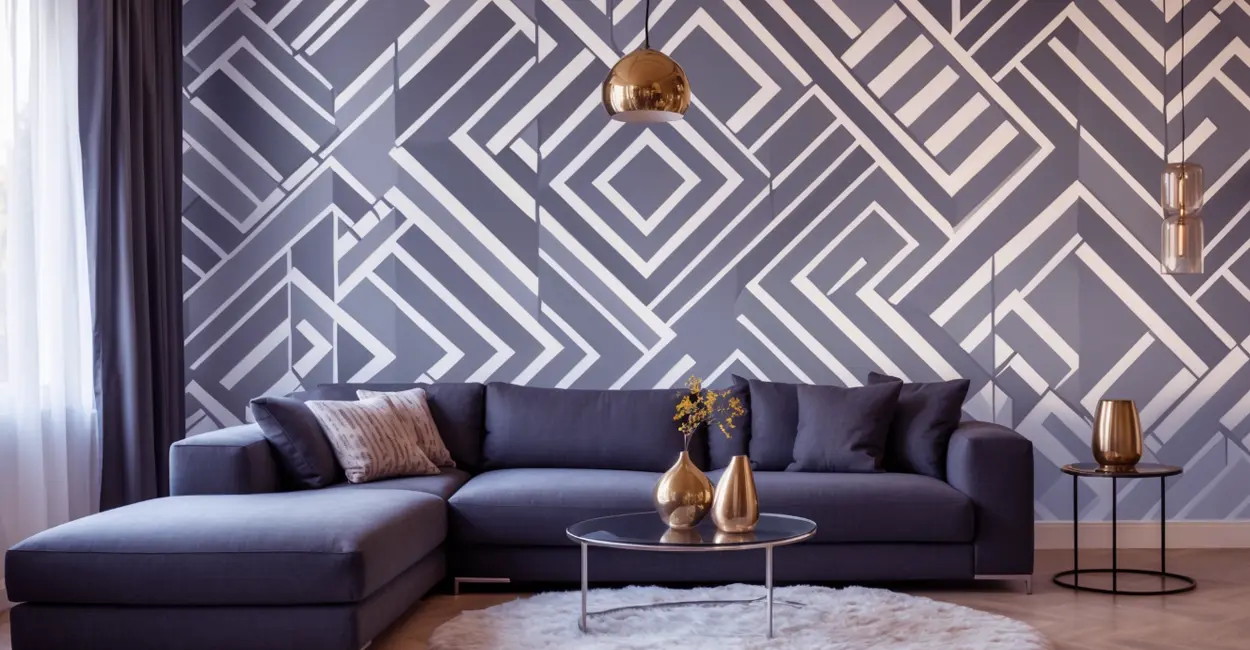 Papel de parede na sala decorada