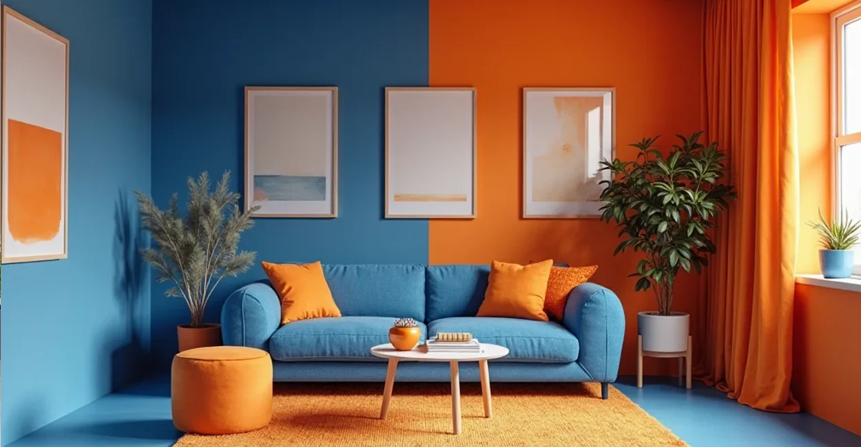 Sala decorada com papel de parede