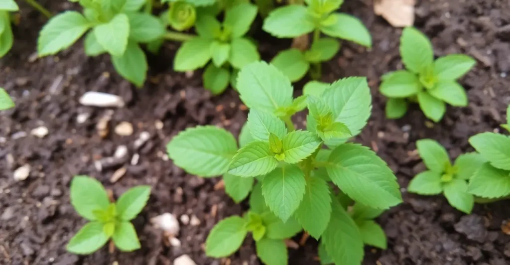 planta de hortelã em uma horta