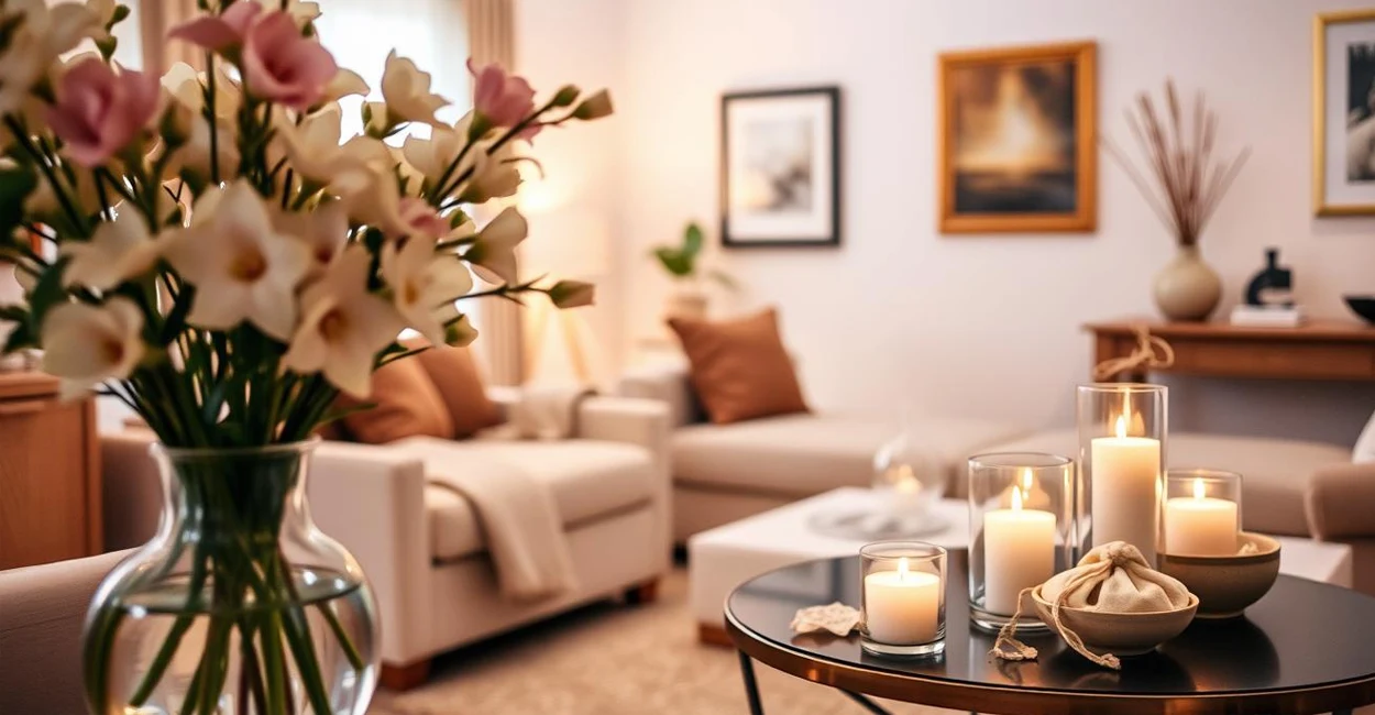 Use velas aromáticas ou difusores com fragrâncias agradáveis.