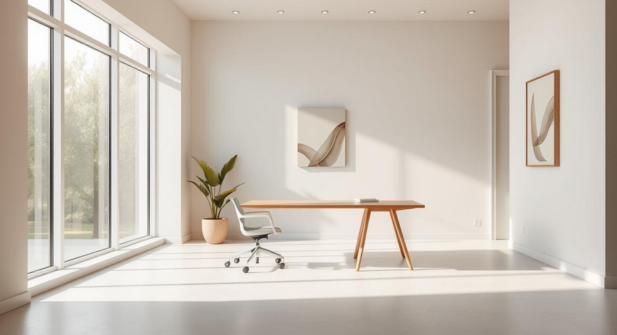 decoração minimalista para escritório